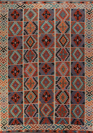 Geometric Wool Kilim Oriental Area Rug 8x12