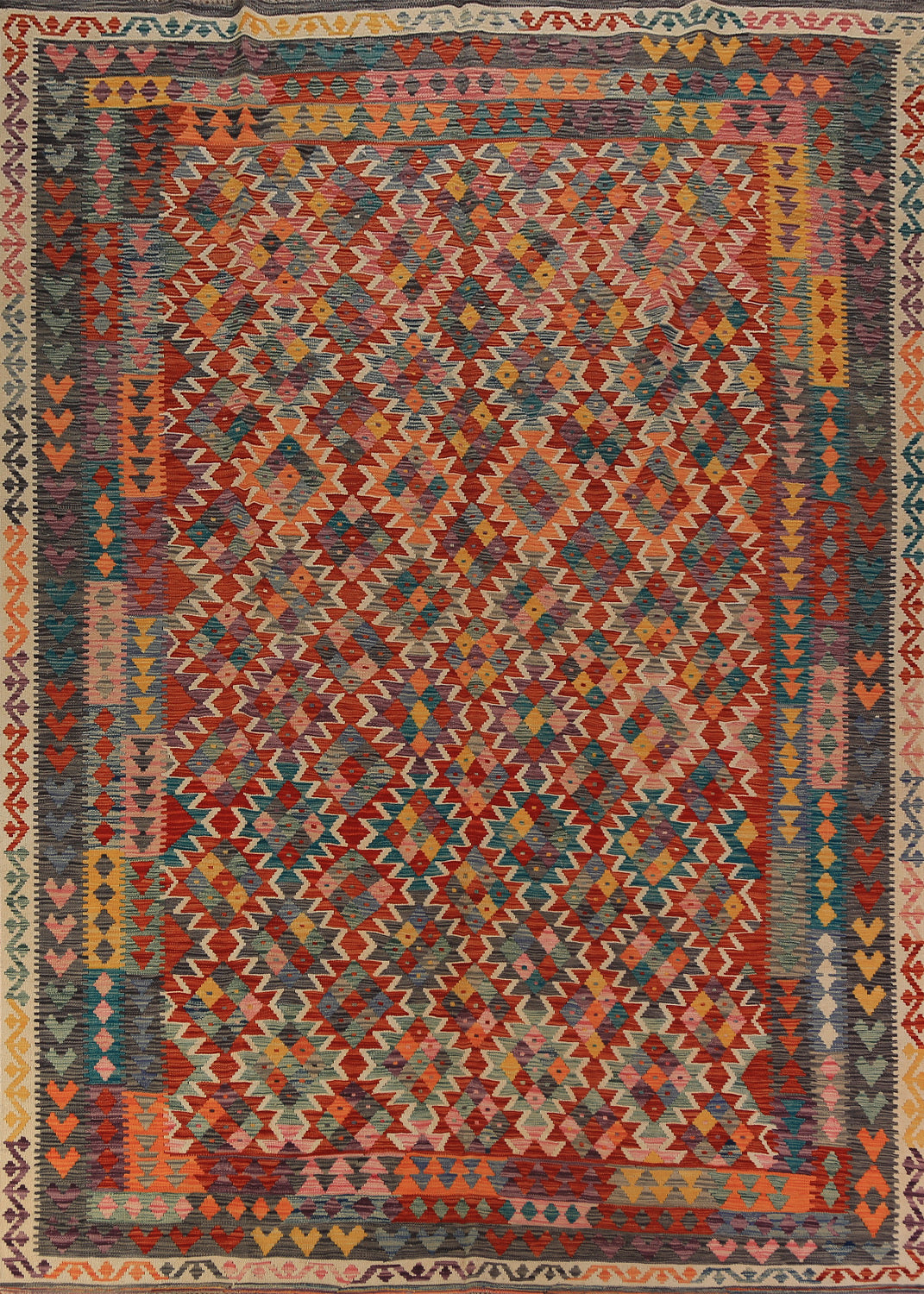 All-Over Wool Kilim Oriental Area Rug 8x12
