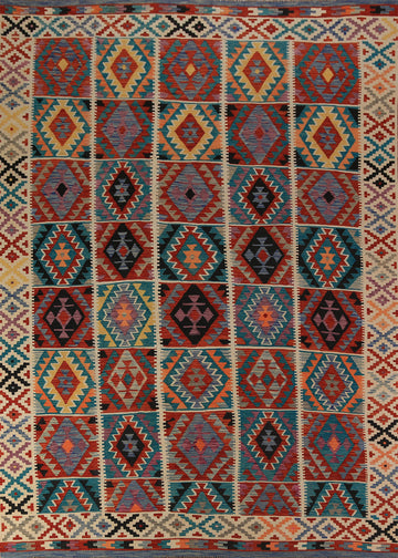All-Over Geometric Kilim Oriental Area Rug 9x11