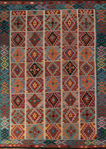 All-Over Wool Kilim Oriental Area Rug 8x11