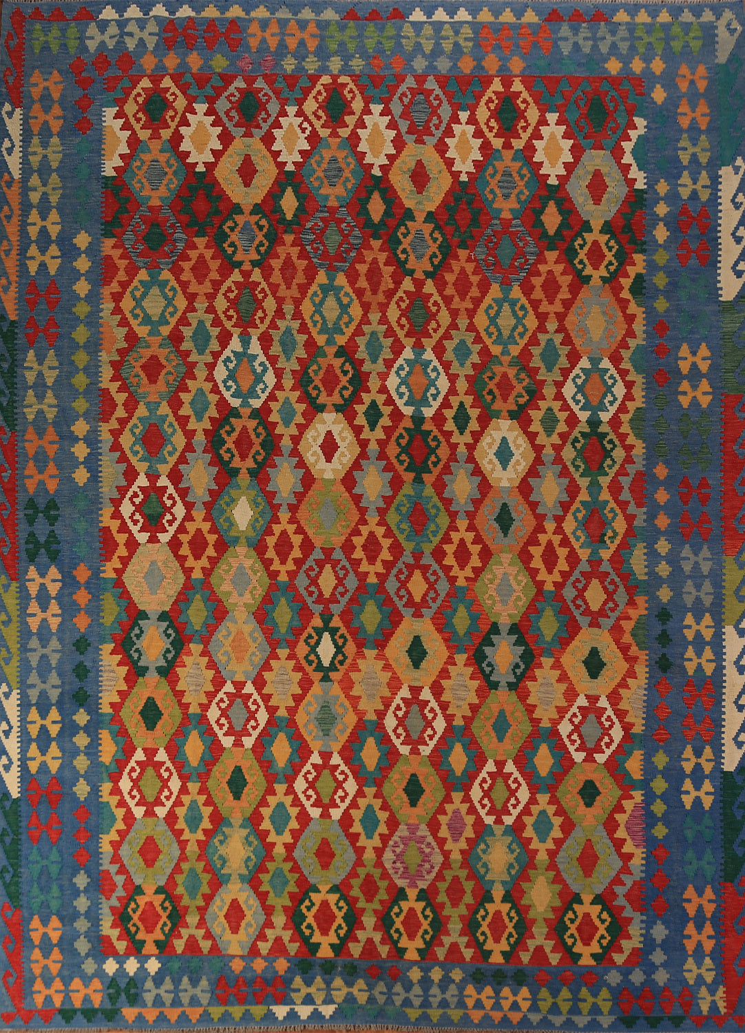 Flat Weave Wool Kilim Oriental Area Rug 9x12