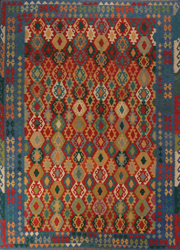 Flat Weave Wool Kilim Oriental Area Rug 9x12