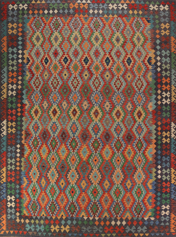 Flat Weave Wool Kilim Oriental Area Rug 10x13
