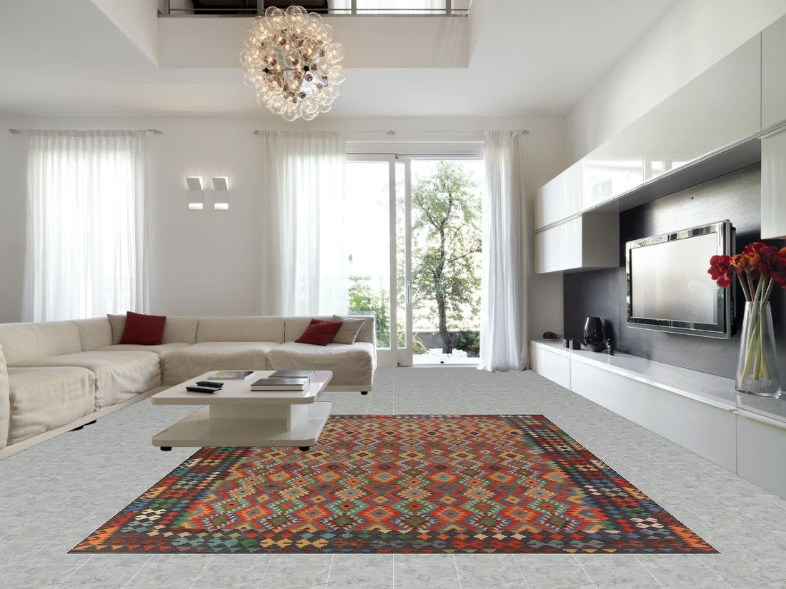 Flat Weave Wool Kilim Oriental Area Rug 10x13