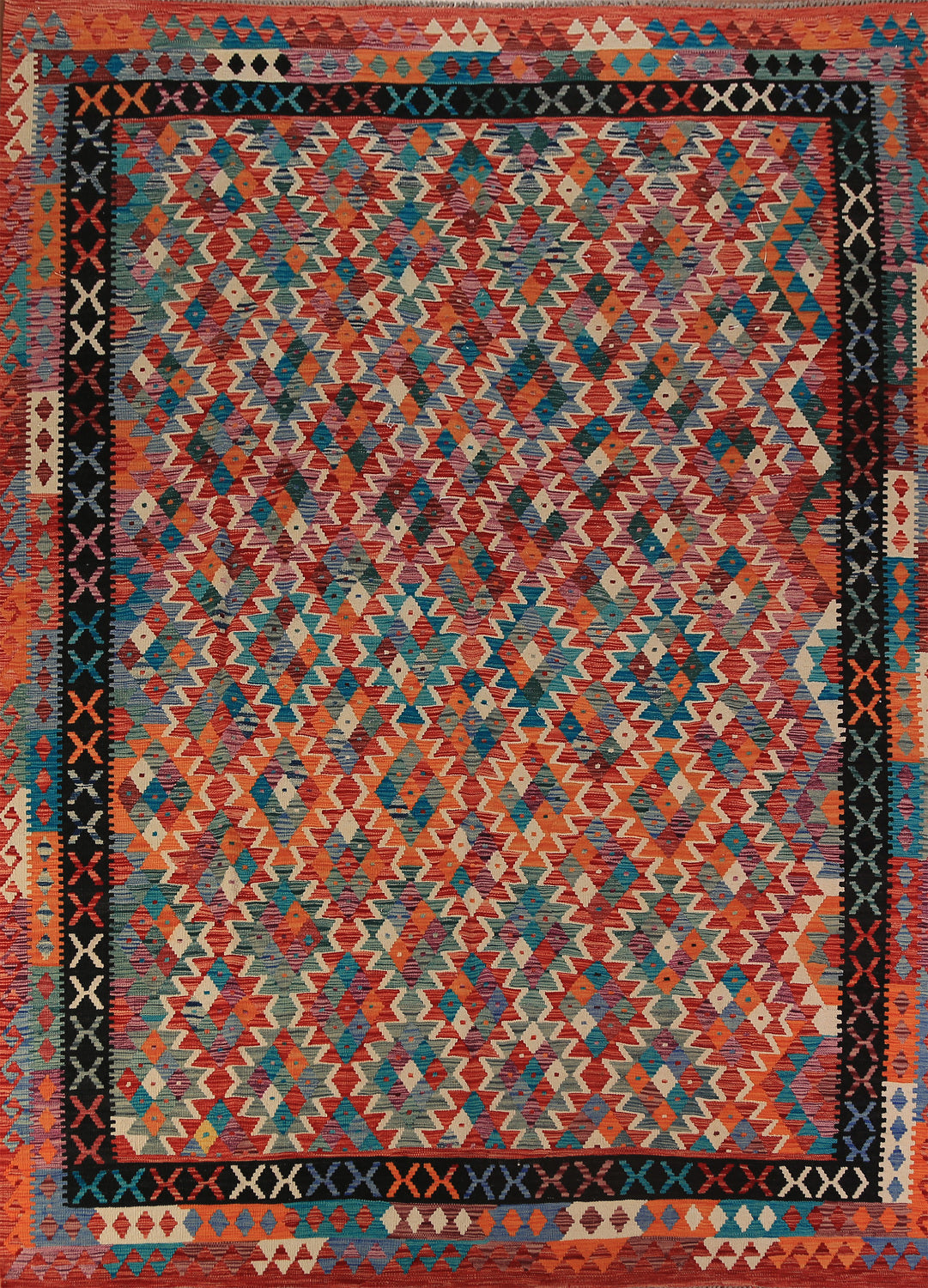 All-Over Geometric Kilim Oriental Area Rug 9x11