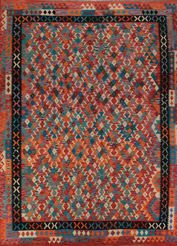All-Over Geometric Kilim Oriental Area Rug 9x11