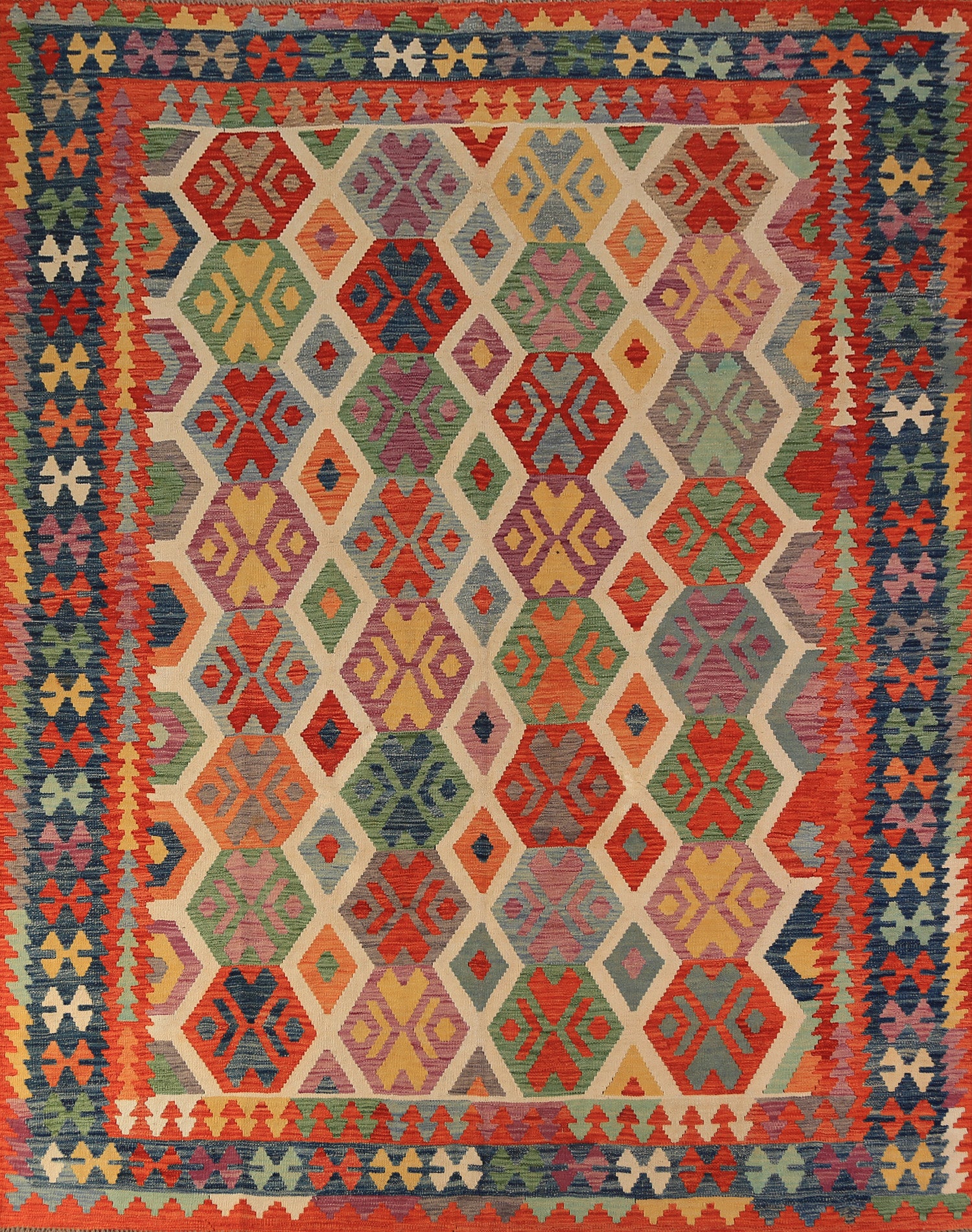 Colorful Wool Kilim Oriental Area Rug 8x10