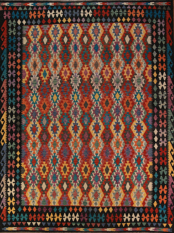 All-Over Geometric Kilim Oriental Area Rug 9x11
