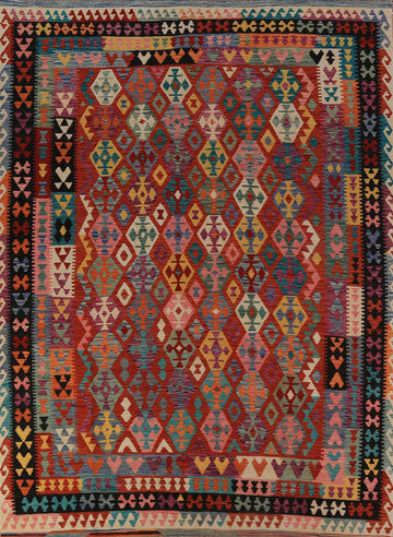 Geometric Wool Kilim Oriental Area Rug 8x11