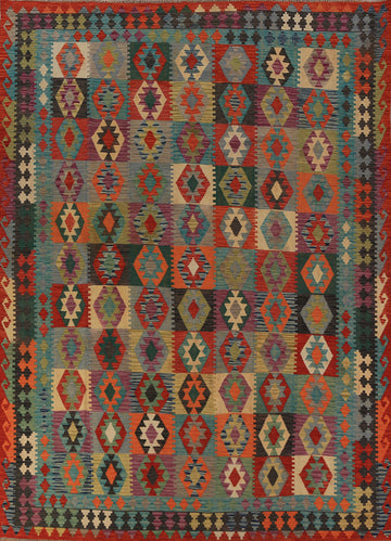 Multicolor Wool Kilim Oriental Area Rug 9x12