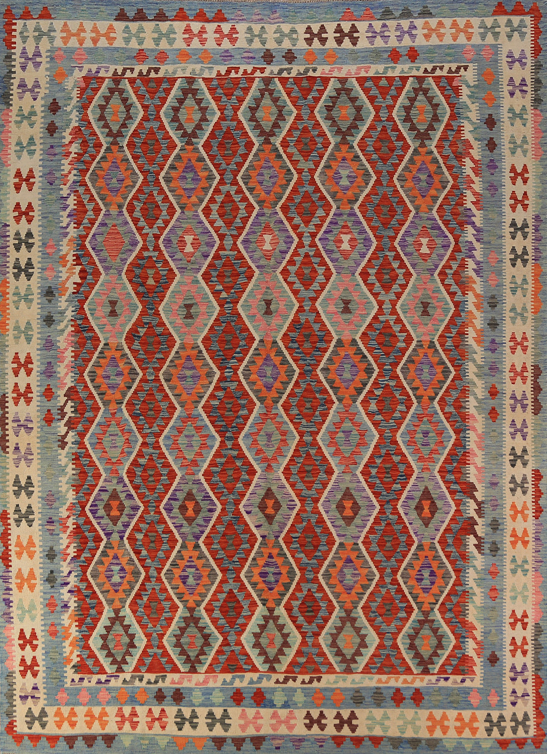 Geometric Wool Kilim Oriental Area Rug 8x11
