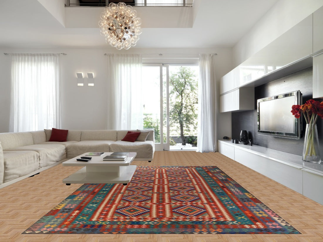 All-Over Geometric Kilim Oriental Large Rug 10x16