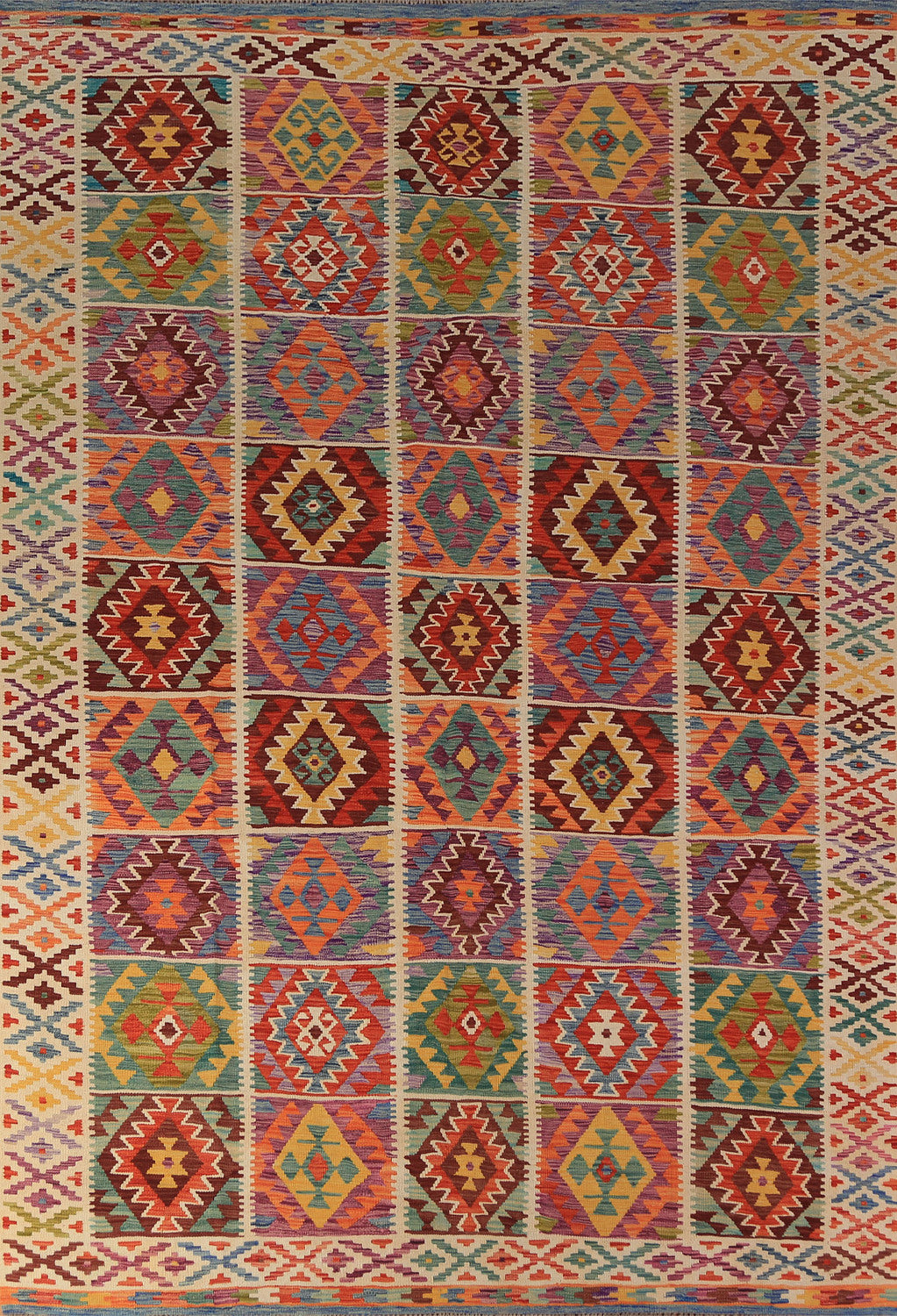 All-Over Geometric Kilim Oriental Area Rug 8x12