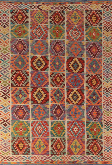 All-Over Geometric Kilim Oriental Area Rug 8x12