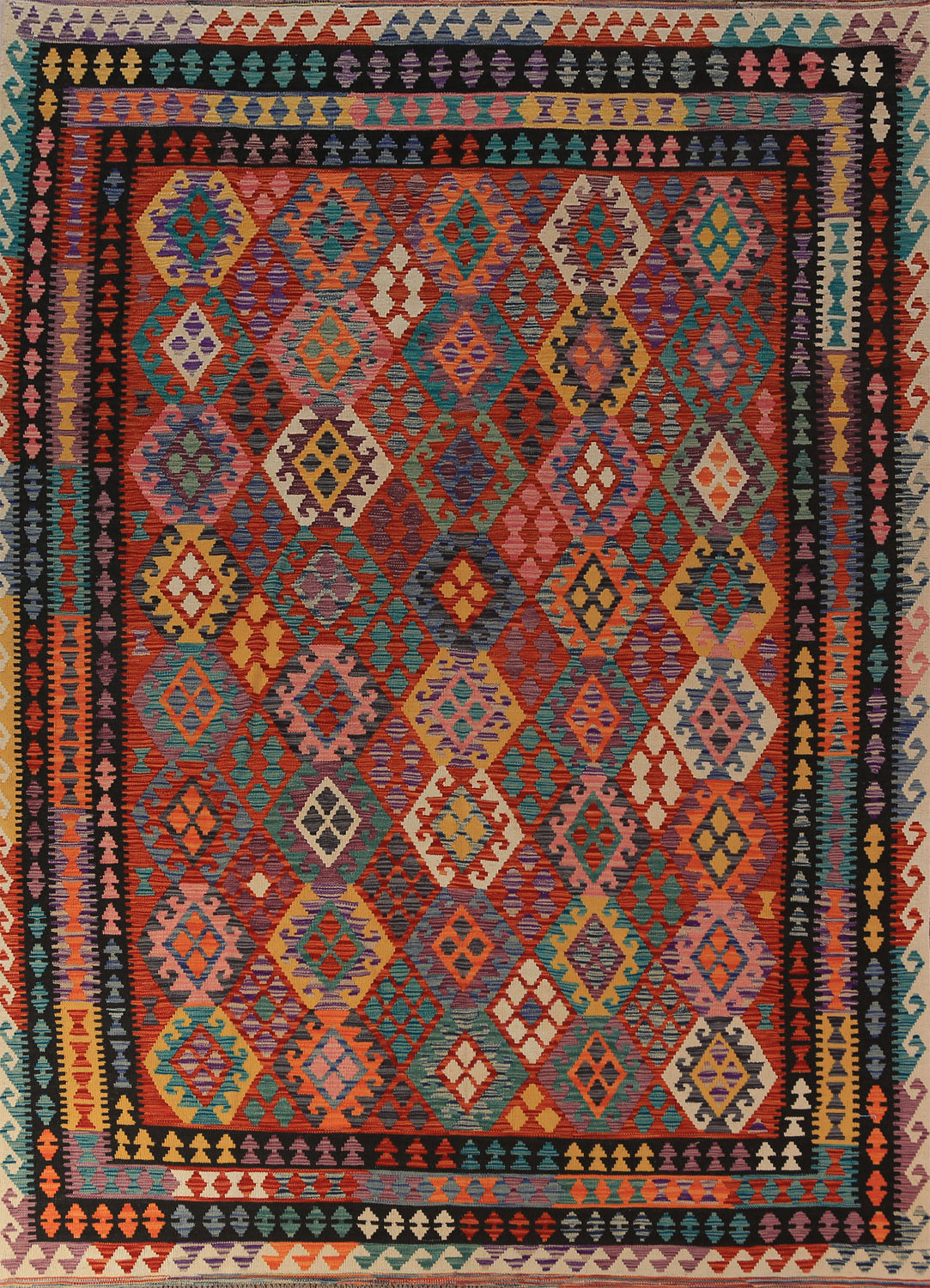 Flat Weave Wool Kilim Oriental Area Rug 8x12