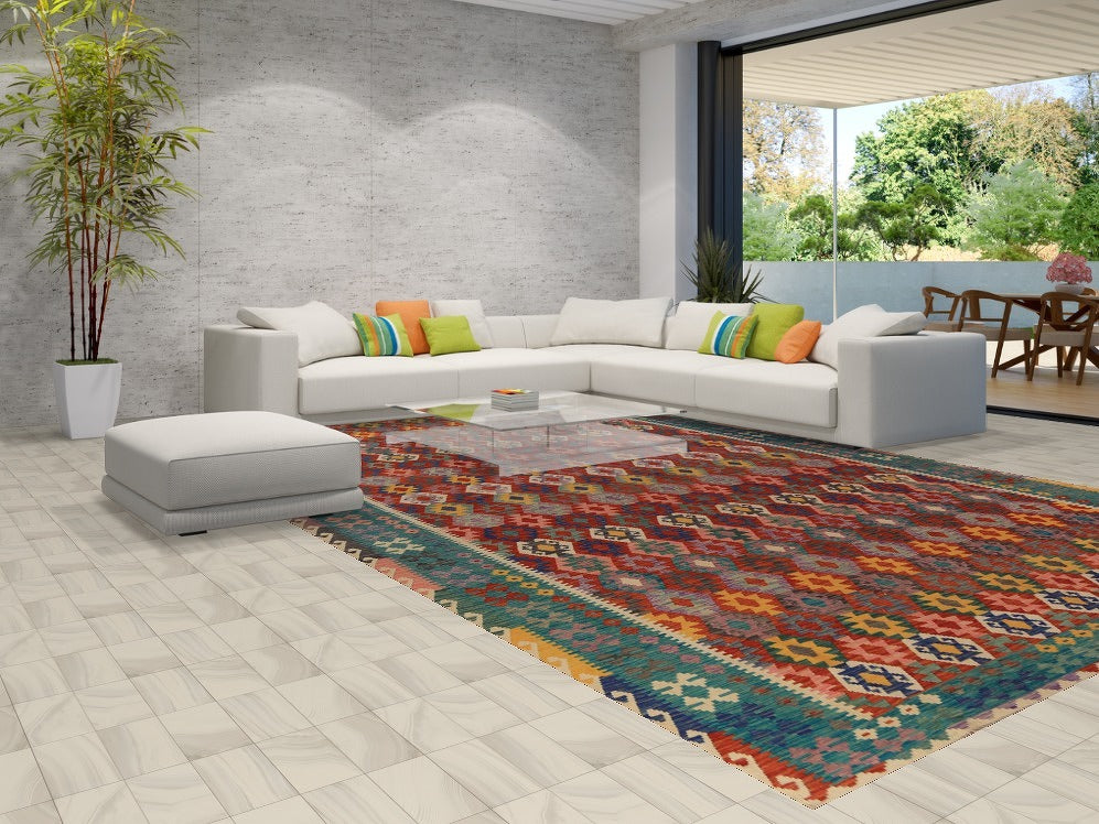 Flat Weave Wool Geometric Kilim Oriental Large Rug 10x17