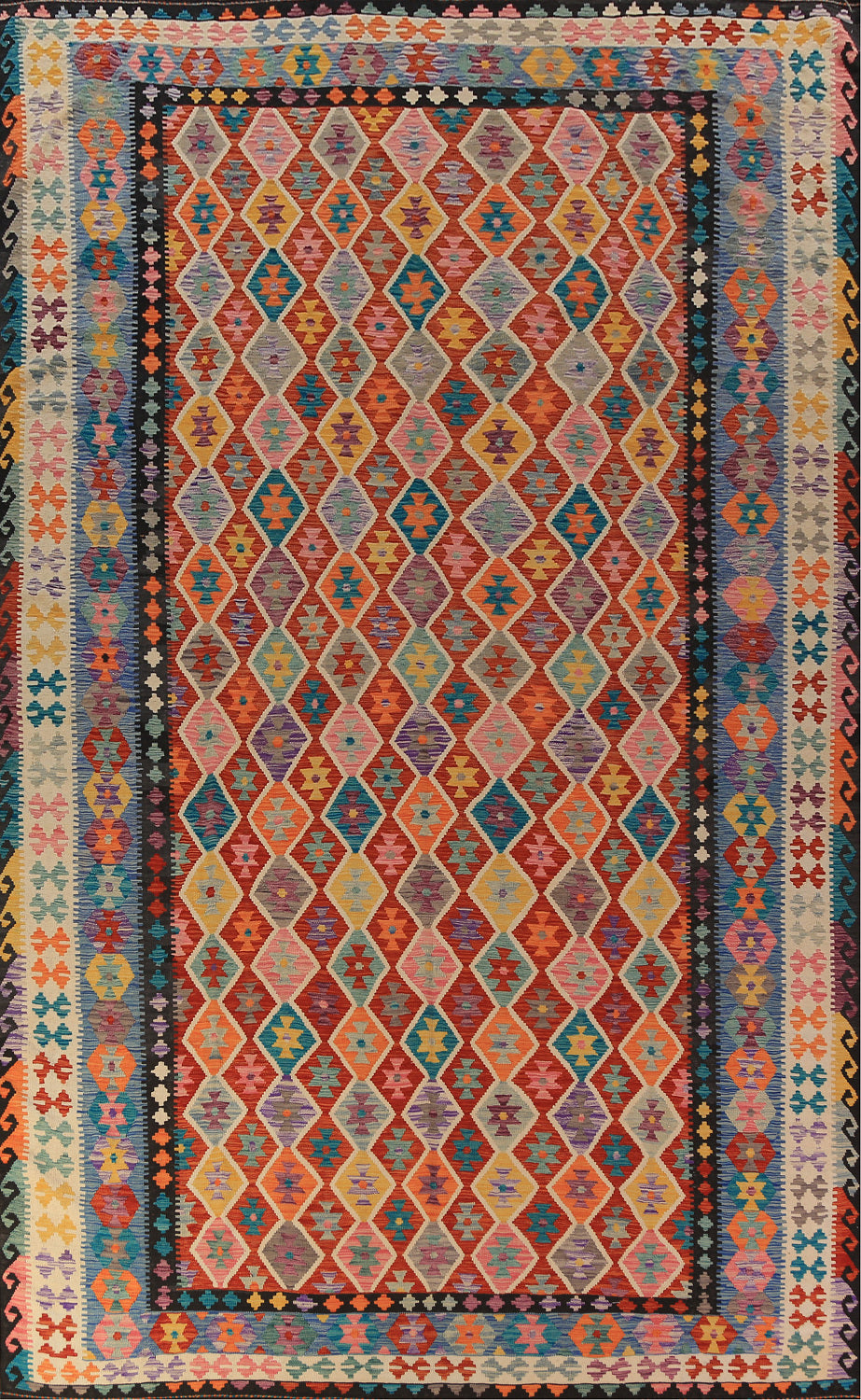 Palace Size Wool Trellis Kilim Oriental Rug 10x16