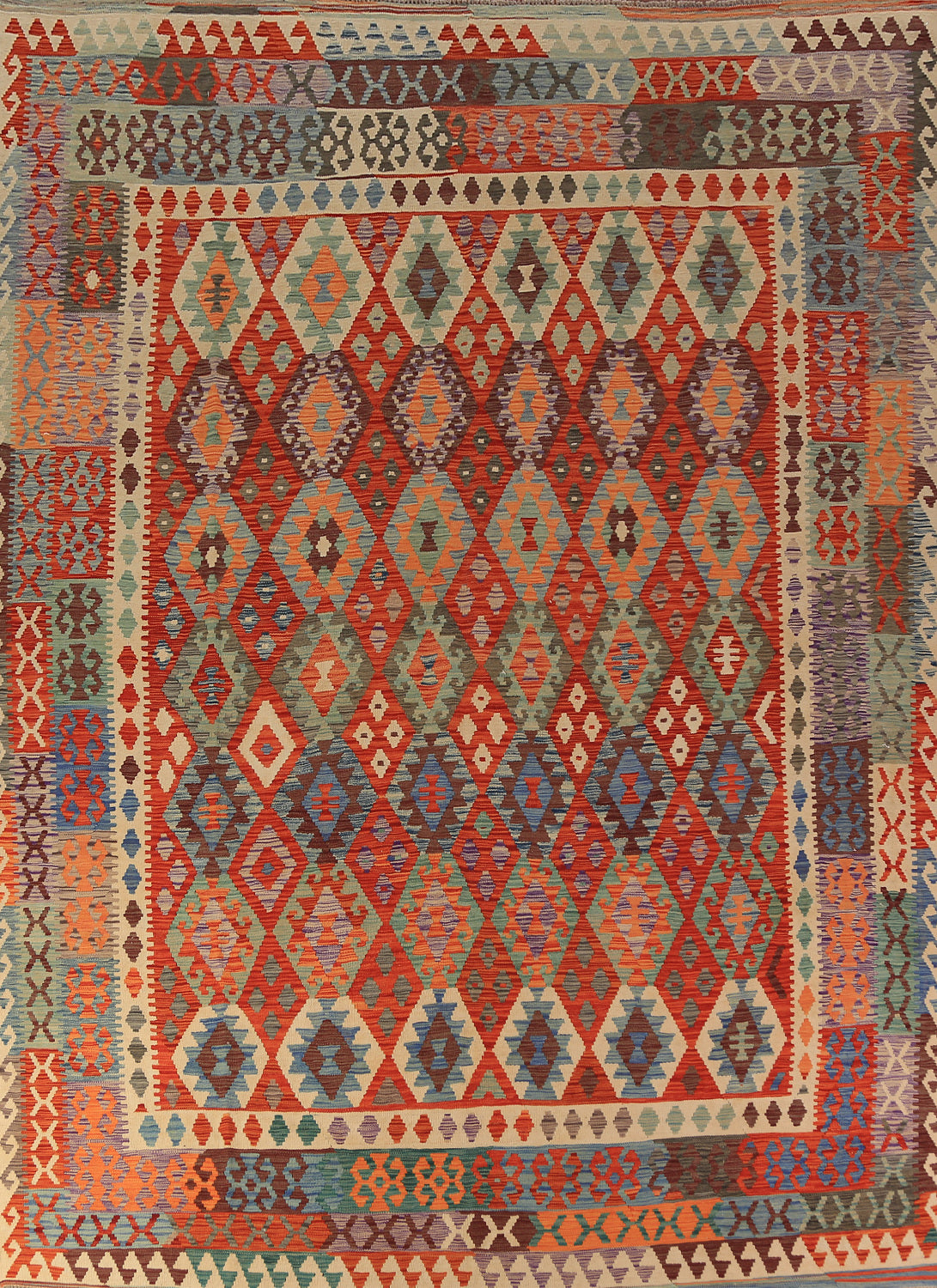 Flat Weave Wool Kilim Oriental Area Rug 10x13