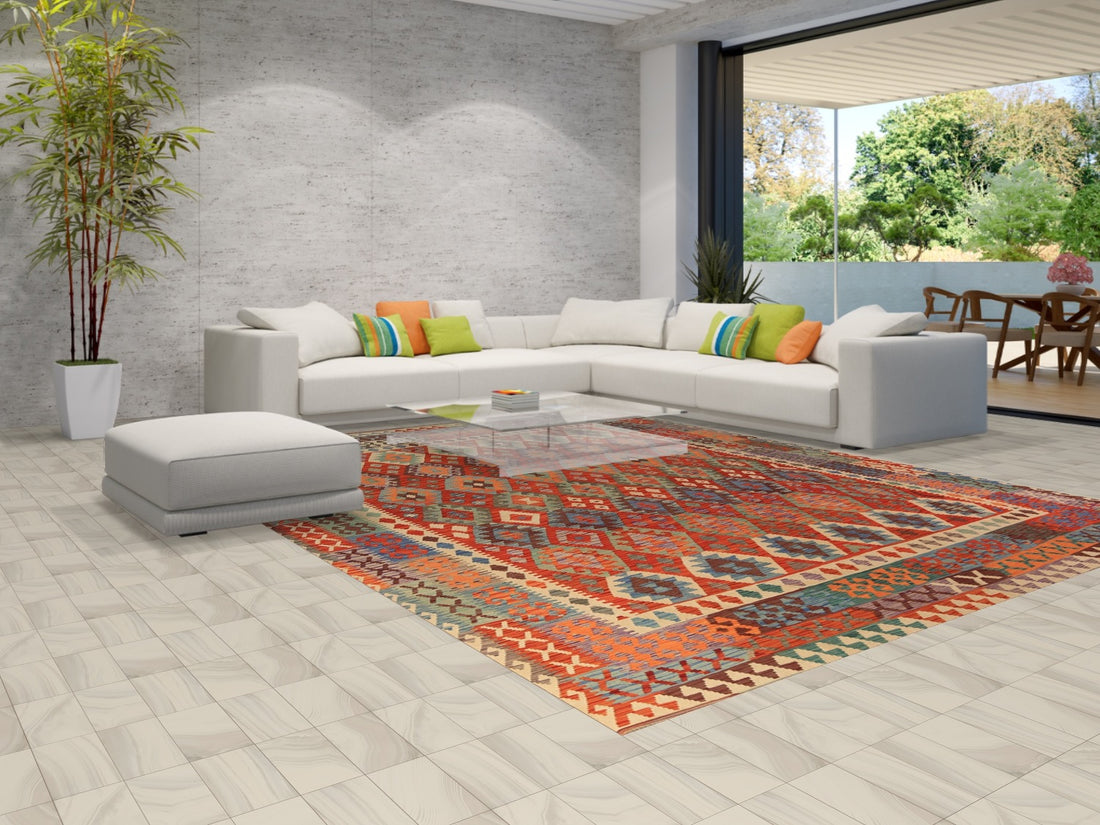 Flat Weave Wool Kilim Oriental Area Rug 10x13