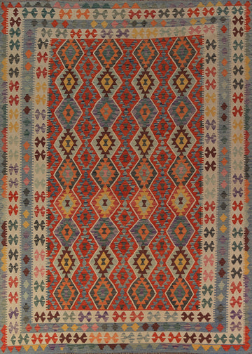 South Western Style Wool Kilim Oriental Area Rug 8x11