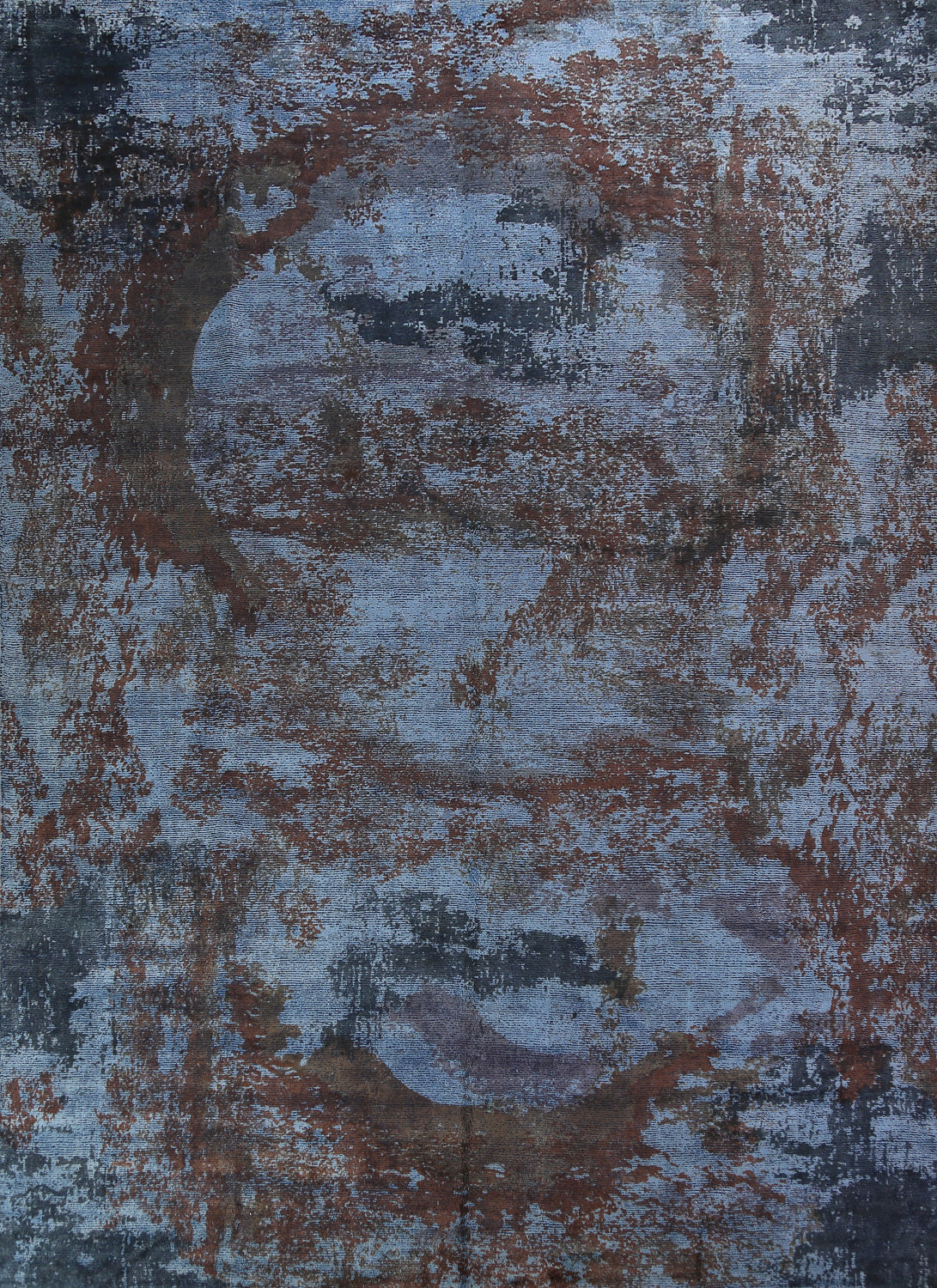 All-Over Blue Abstract Indian Area Rug 10x13