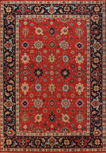 Red Orange Wool Handmade Oushak Indian Large Rug 10x14