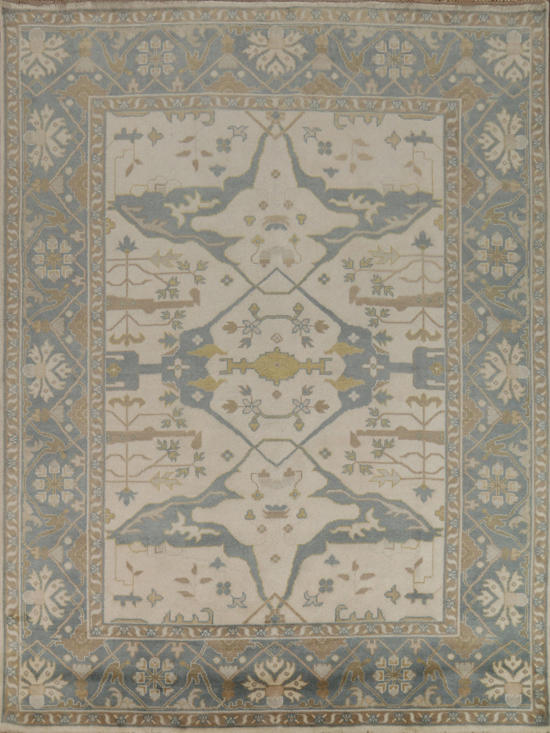 Handmade Ivory Oushak Indian Area Rug 8x10