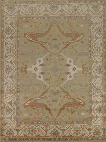 Light Green Wool Oushak Indian Area Rug 8x10