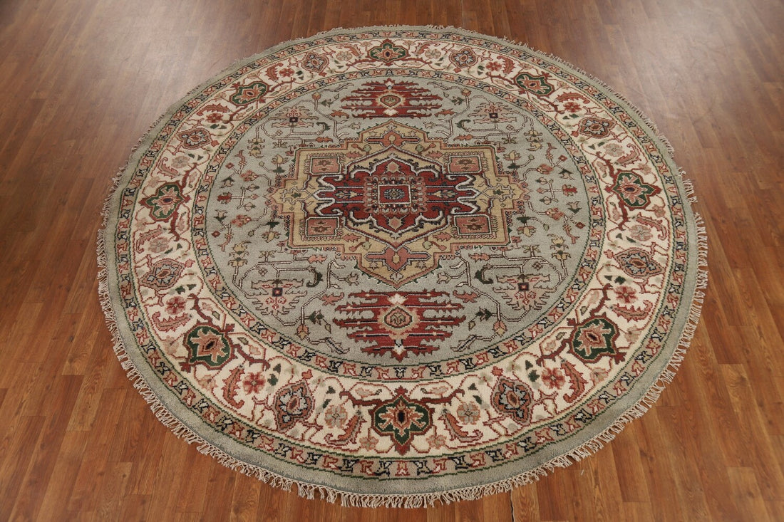 Handmade Heriz Serapi Round Indian Rug 8x8