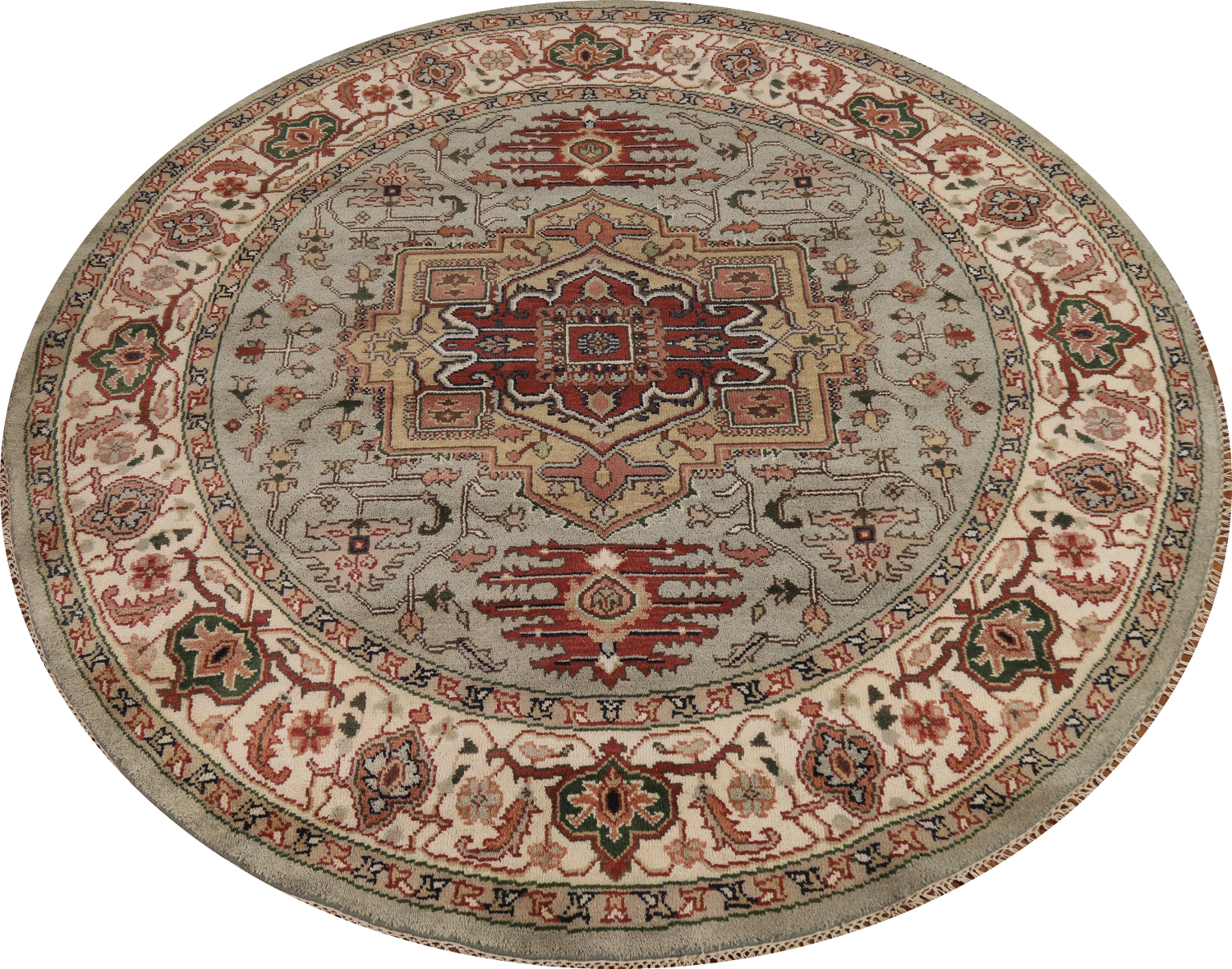 Handmade Heriz Serapi Round Indian Rug 8x8
