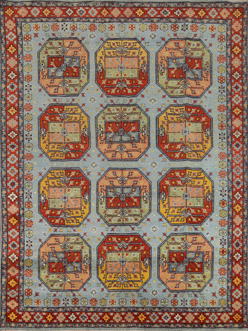 Geometric Blue Khotan Indian Area Rug 8x10