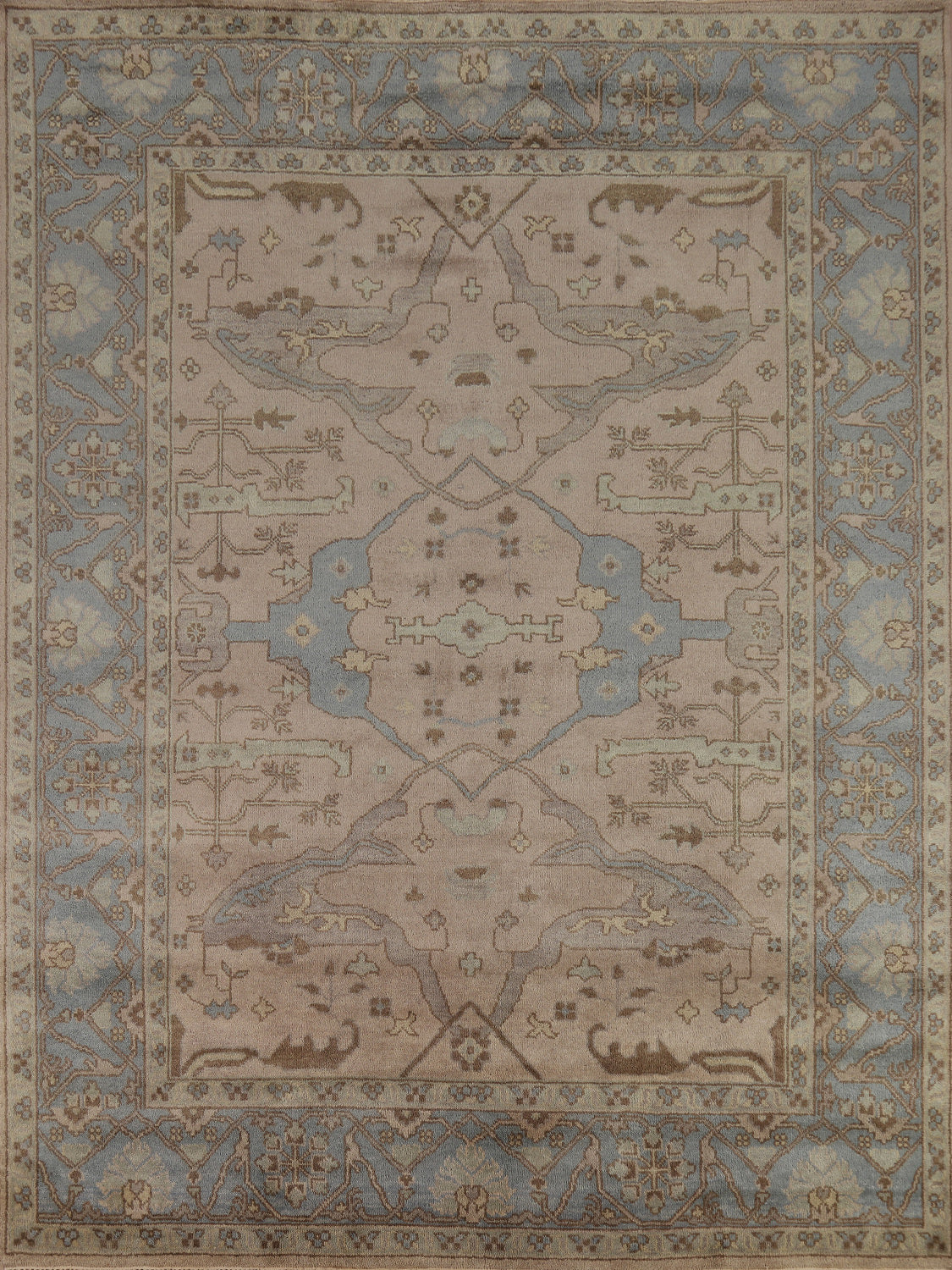 Light Brown Wool Handmade Oushak Indian Area Rug 8x10