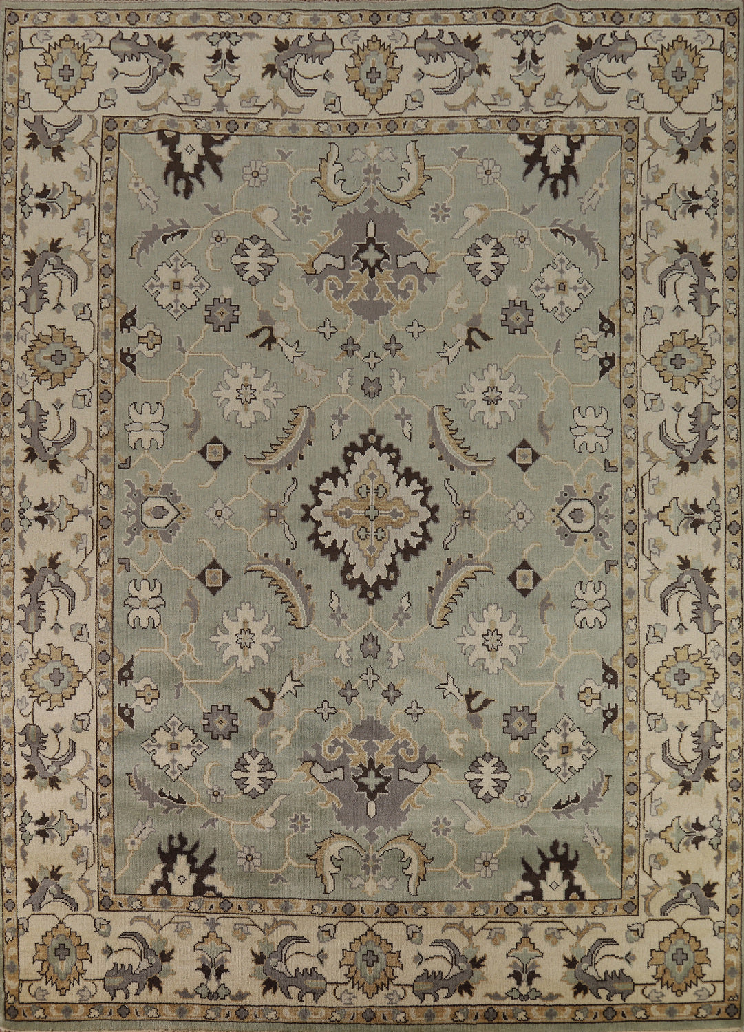Green Floral Oushak Indian Area Rug 9x12