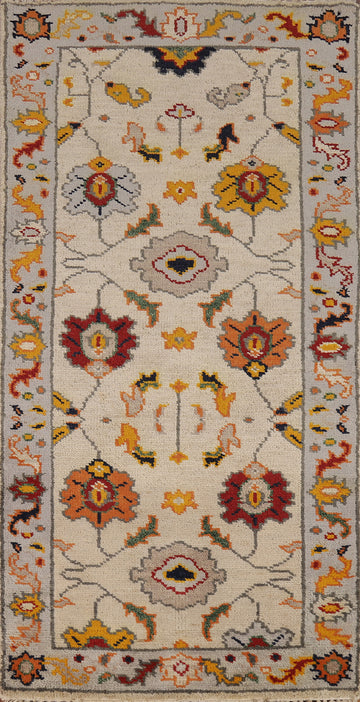 Floral Wool Oushak Indian Rug 3x5