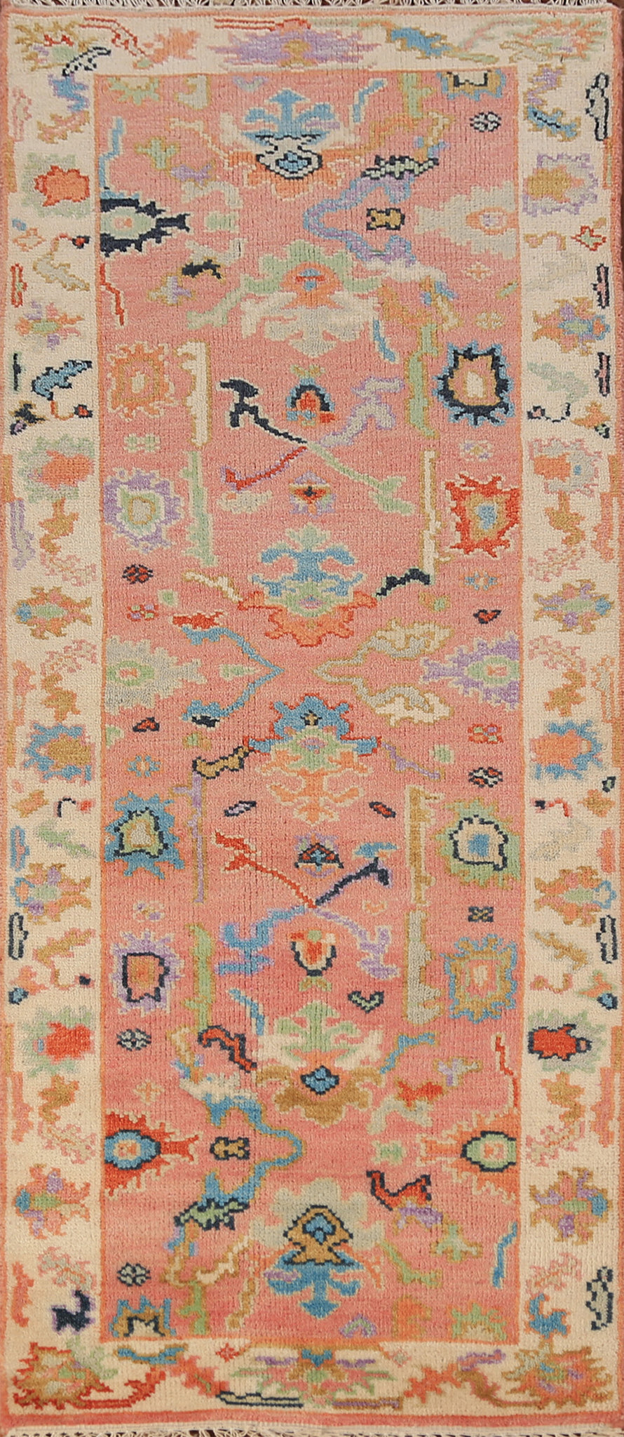 Handmade Pink Oushak Indian Runner Rug 3x8