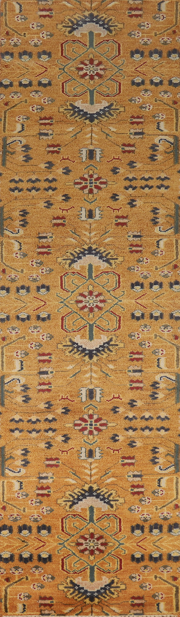 Orange & Rust Wool Kazak Indian Runner Rug 3x12