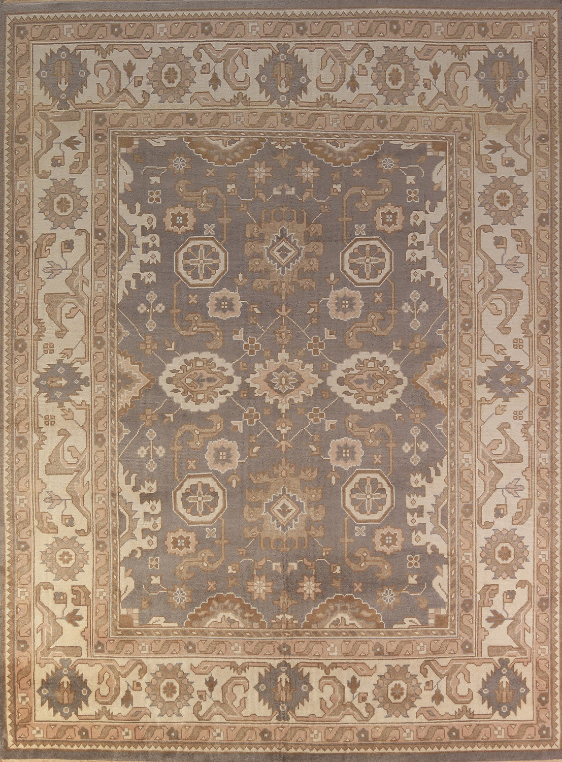 Handmade Gray Wool Oushak Indian Area Rug 9x12