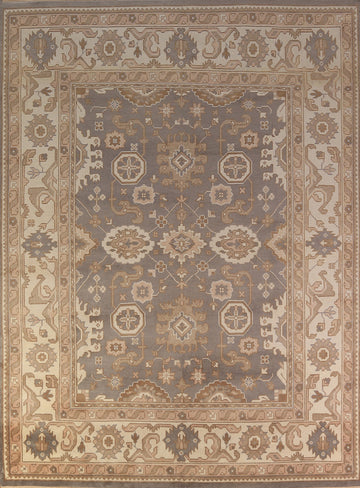 Handmade Gray Wool Oushak Indian Area Rug 9x12