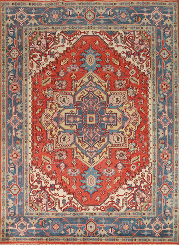 Geometric Wool Heriz Serapi Indian Area Rug 8x10