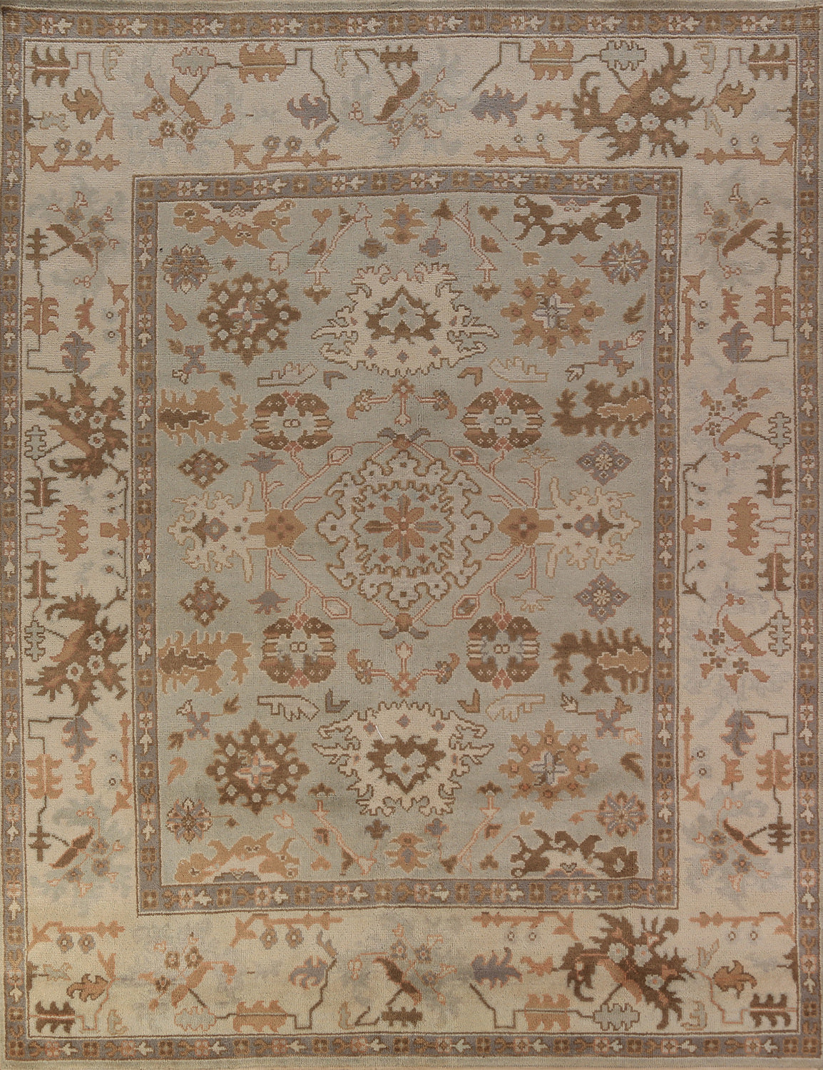 Earth Tone Wool Oushak Indian Area Rug 8x10