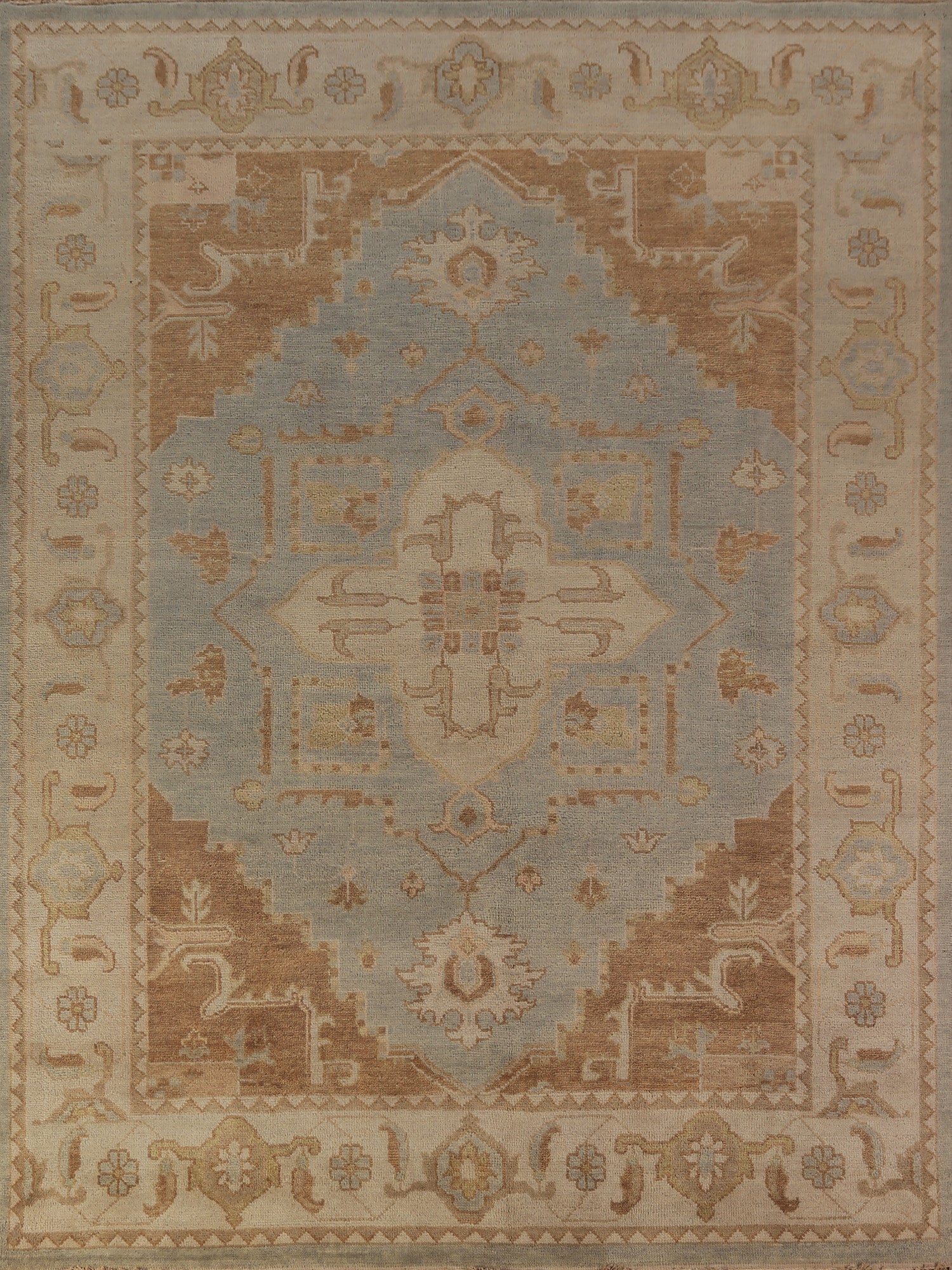 Gray Wool Geometric Oushak Indian Area Rug 8x10