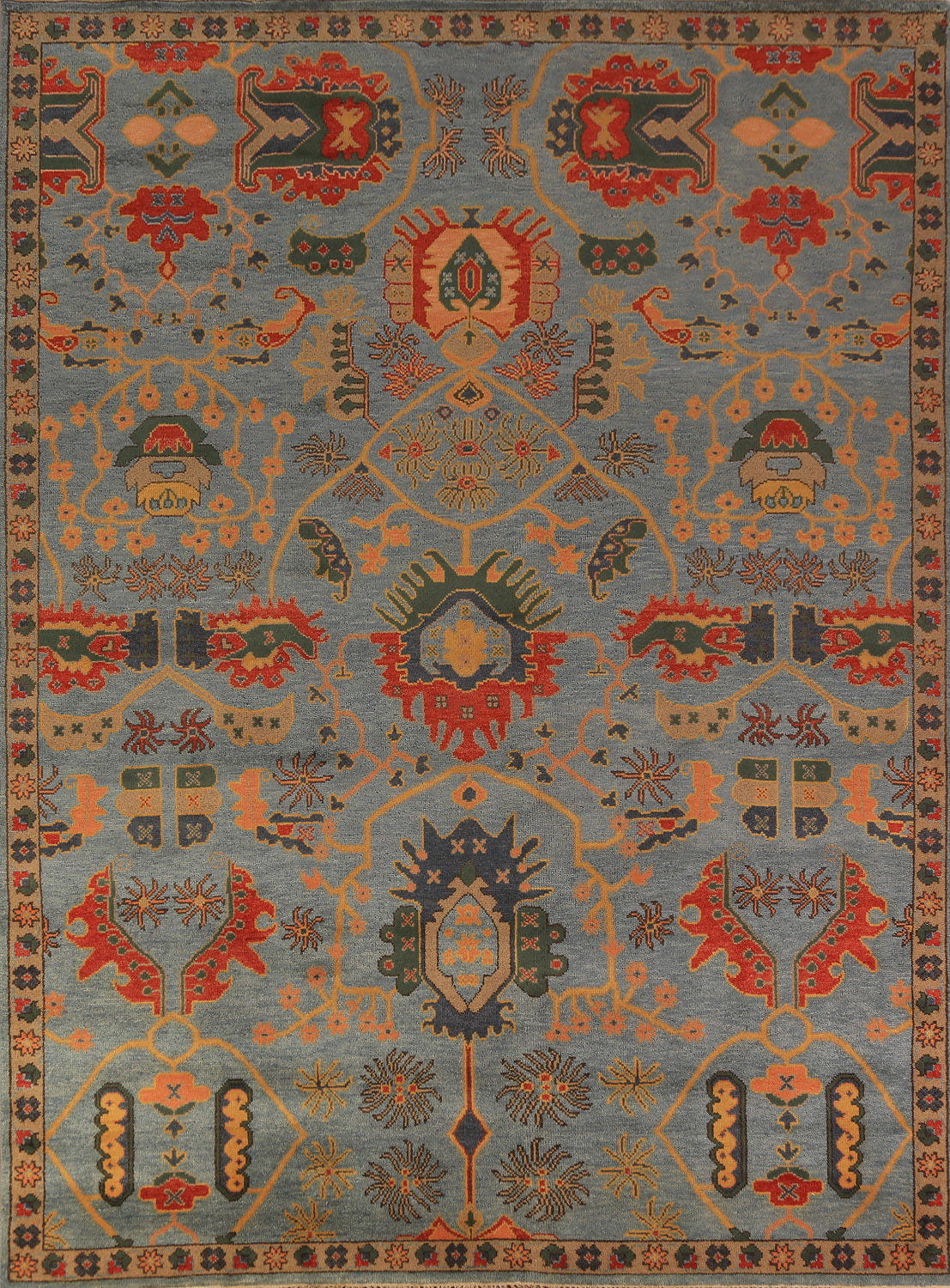 Handmade Blue Oushak Indian Area Rug 9x12