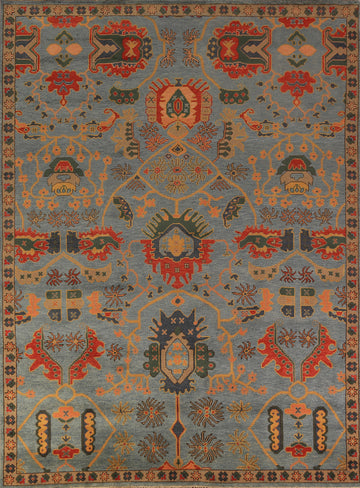 Handmade Blue Oushak Indian Area Rug 9x12