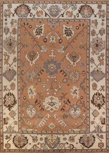 All-Over Wool Floral Oushak Indian Area Rug 9x12