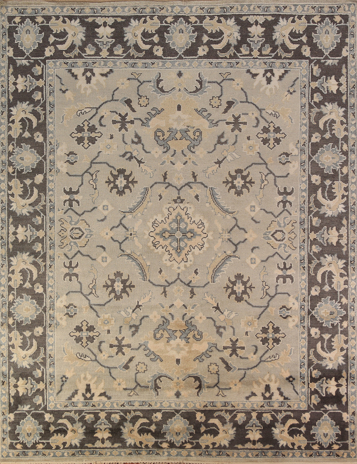 All-Over Floral Wool Oushak Indian Area Rug 8x10