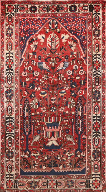 Vintage Red Wool Bakhtiari Persian Area Rug 5x10