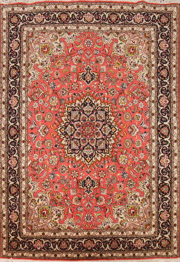 Animals Floral Wool & Silk Tabriz Persian Rug 5x7