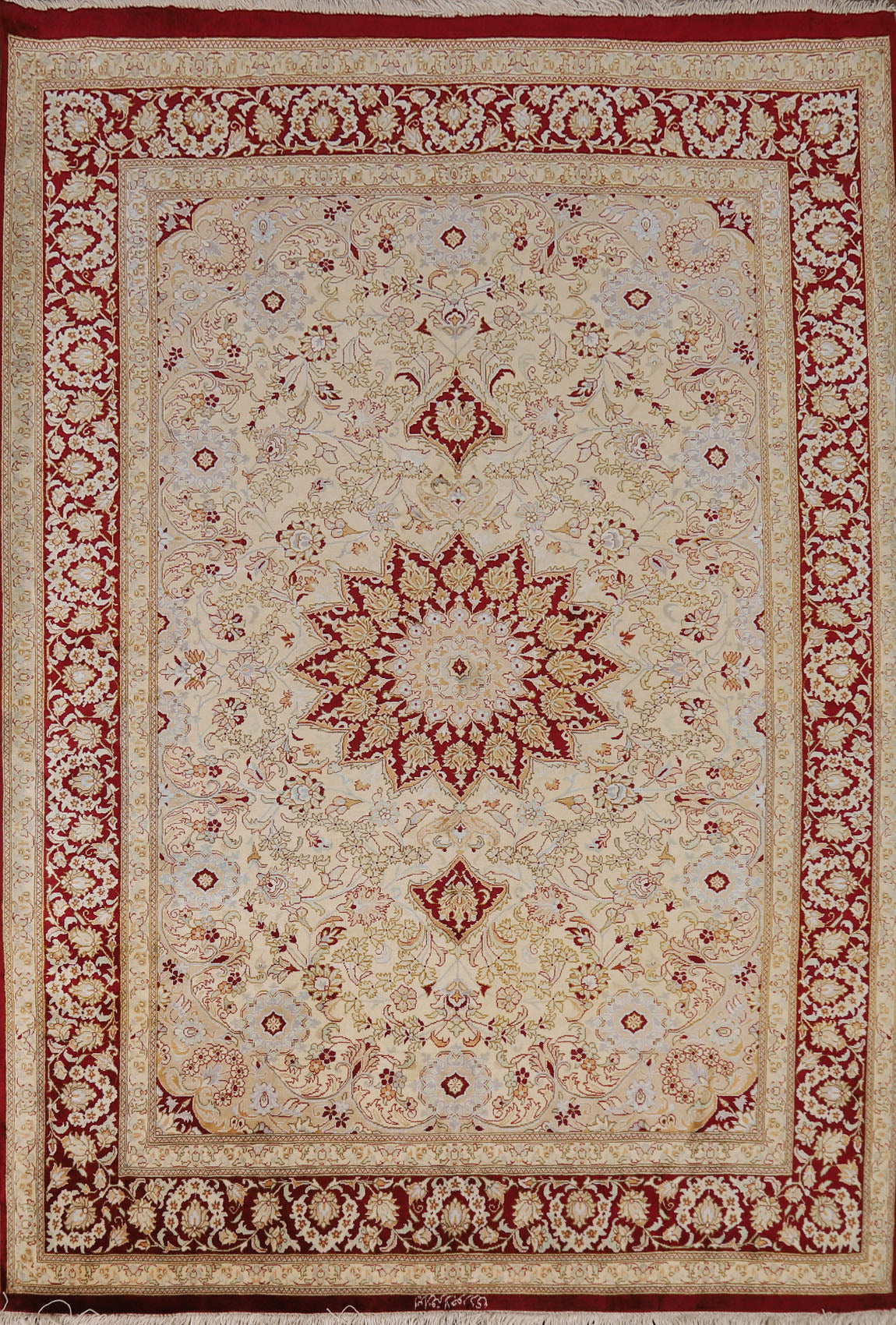 100% Silk Handmade Qum Persian Rug 4x6