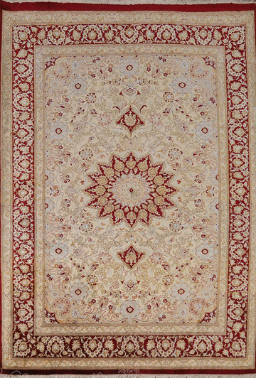 100% Silk Handmade Qum Persian Rug 4x6