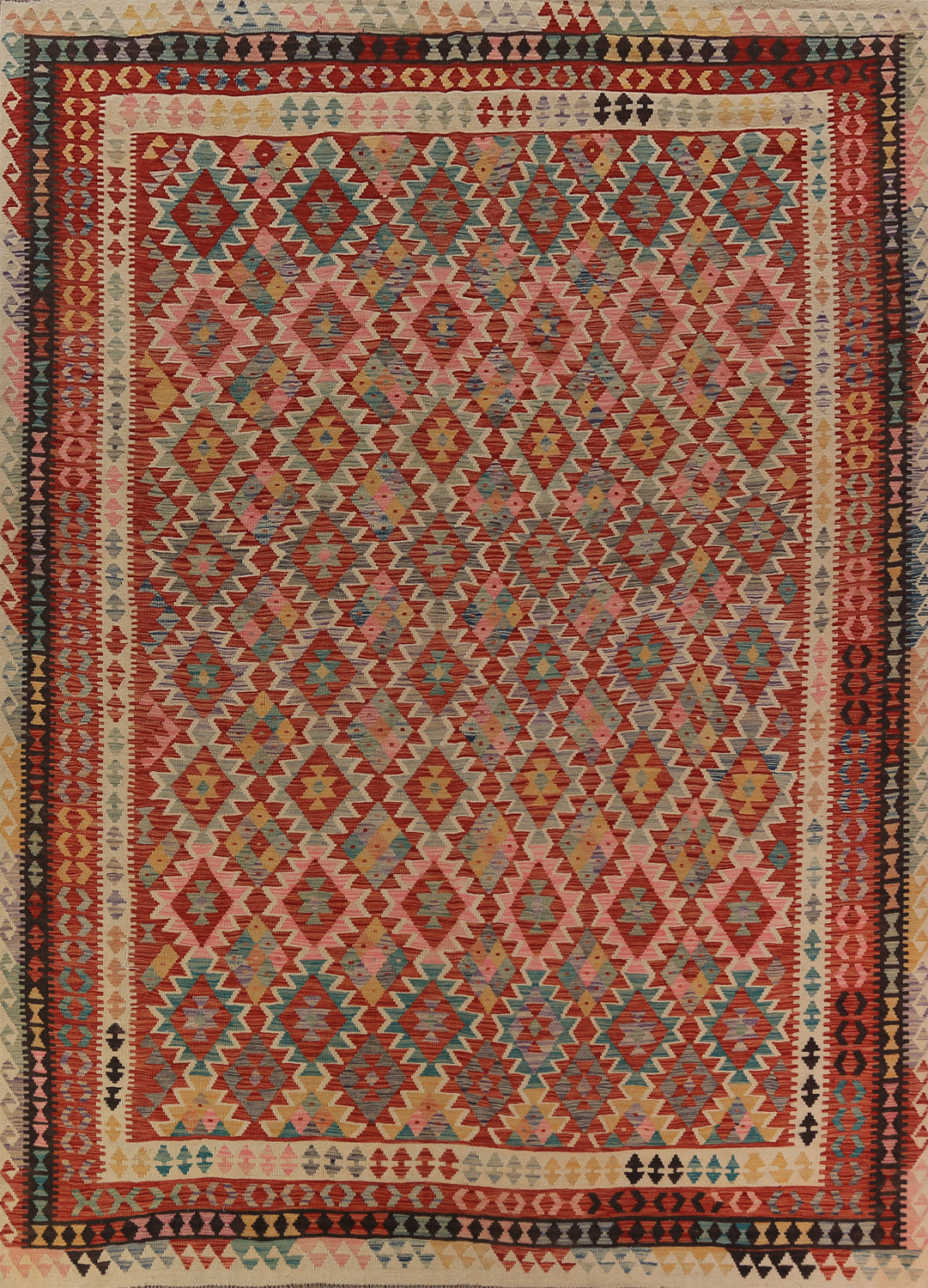 Reversable Wool Trellis Kilim Oriental Area Rug 10x13